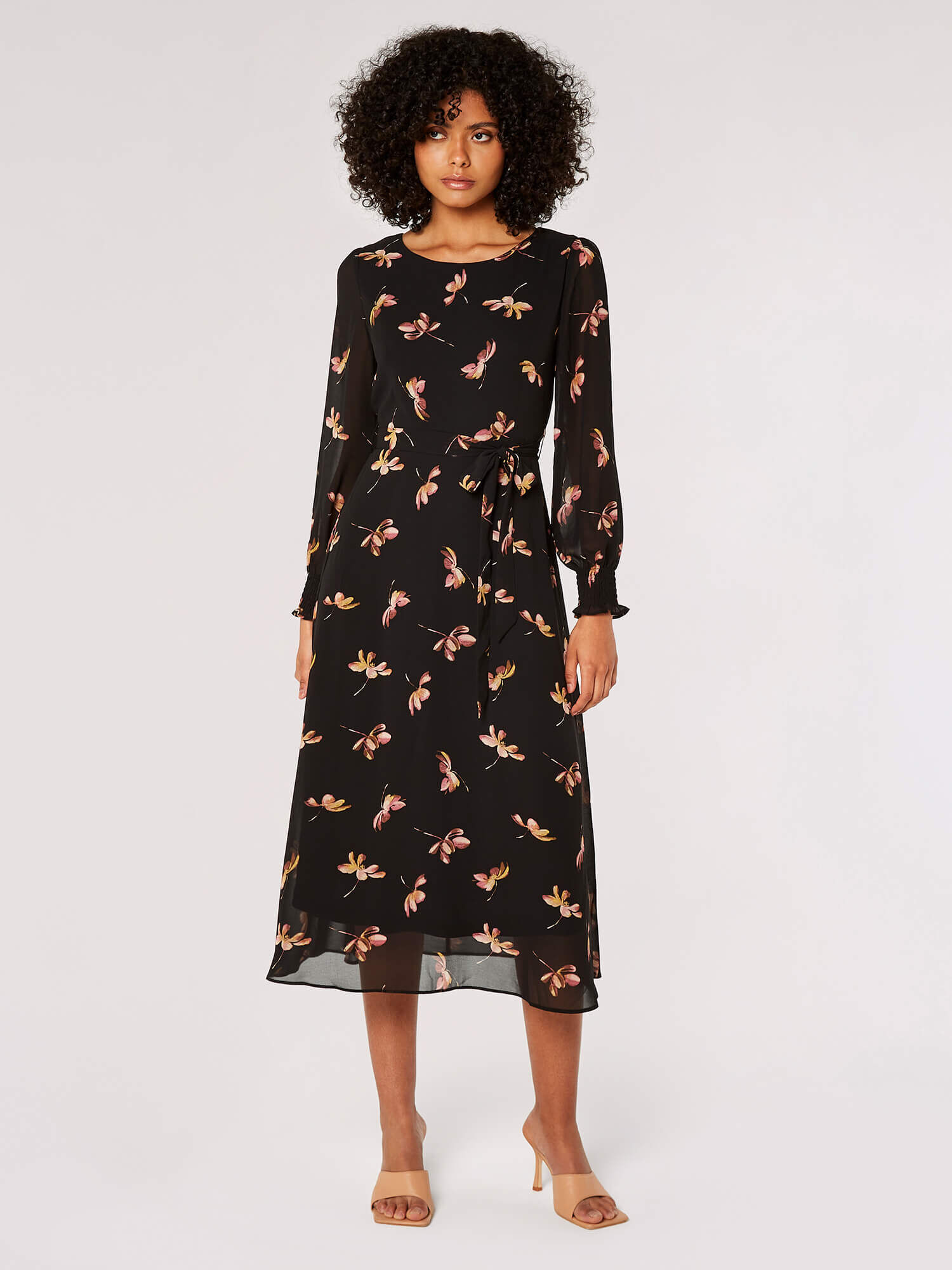 Kleid blumenmuster schwarz Clearance